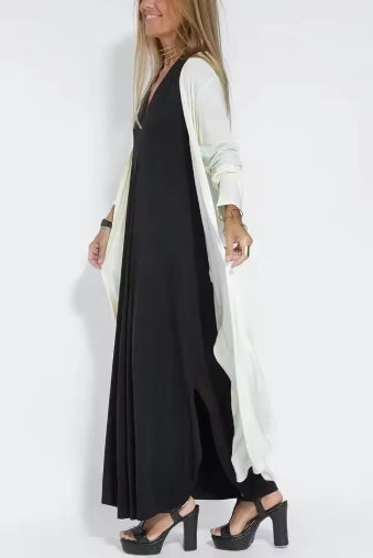 Robe unie sans manches avec cardigan long assorti