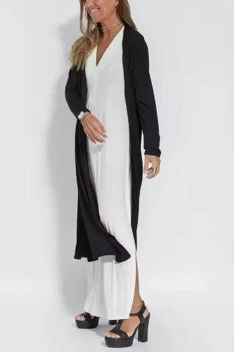 Robe unie sans manches avec cardigan long assorti