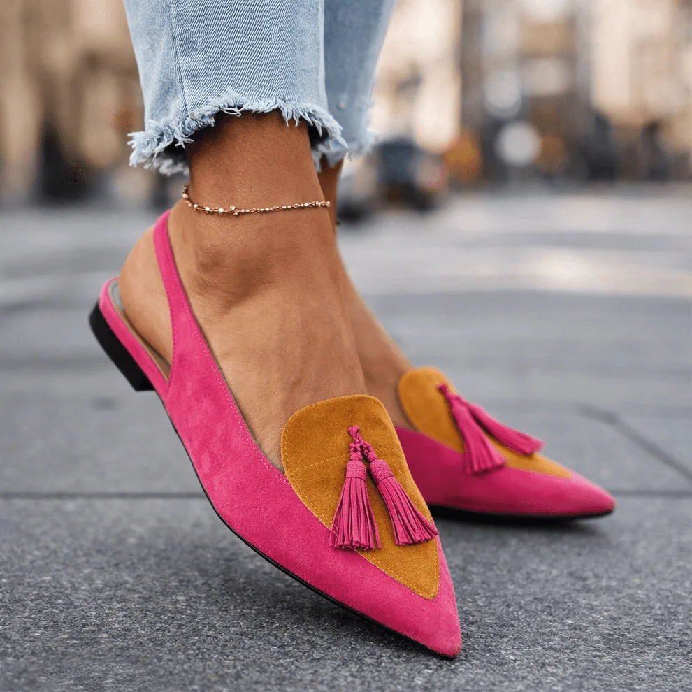 Sandales femme slingback à petit talon, élégance colorée