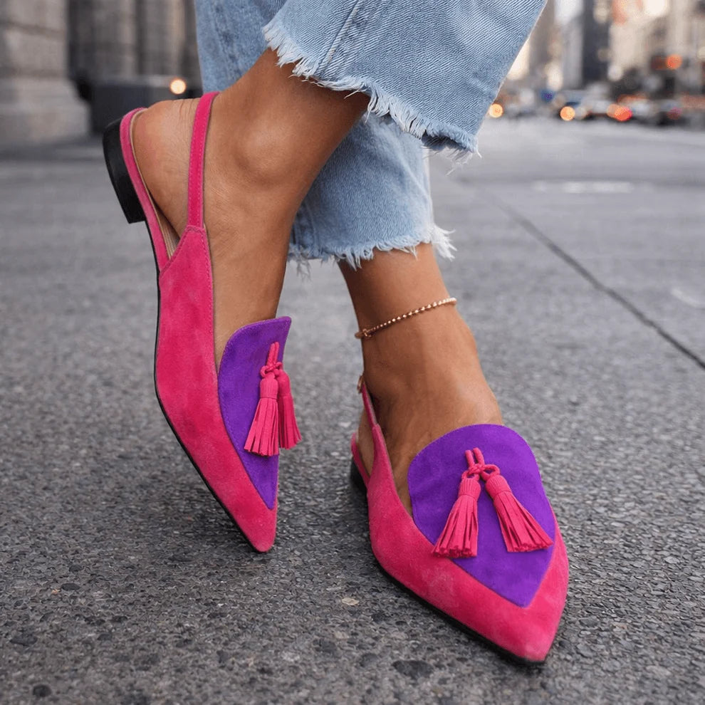 Sandales femme slingback à petit talon, élégance colorée