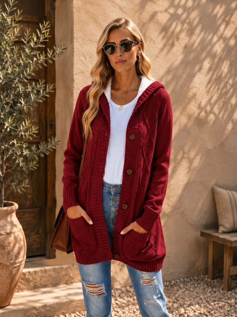 Cardigan Long Maille Torsadée Yasmarzi™ – Chaleur & Allure