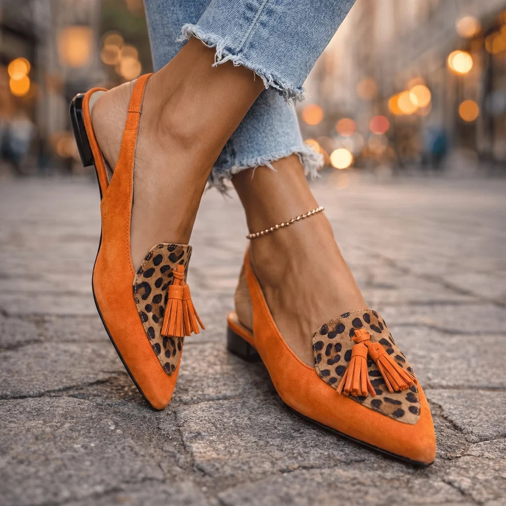 Sandales femme slingback à petit talon, élégance colorée