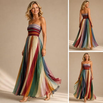 Robe maxi bustier dos nu imprimée
